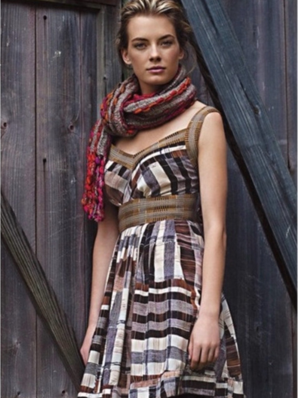 Plenty by Tracy Reese Anthropologie silk brown pattern dress, size 6